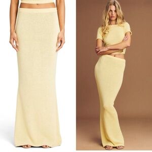 SER.O.YA Kora Knit Maxi Skirt & Top Two-Piece Set in Butter Yellow